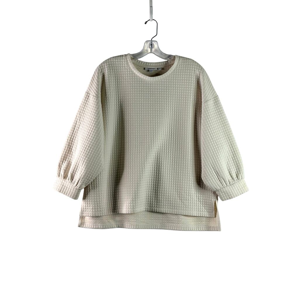 Chico's Zenergy Jacquard Bubble Sleeve Top Ivory Womens 2 Large